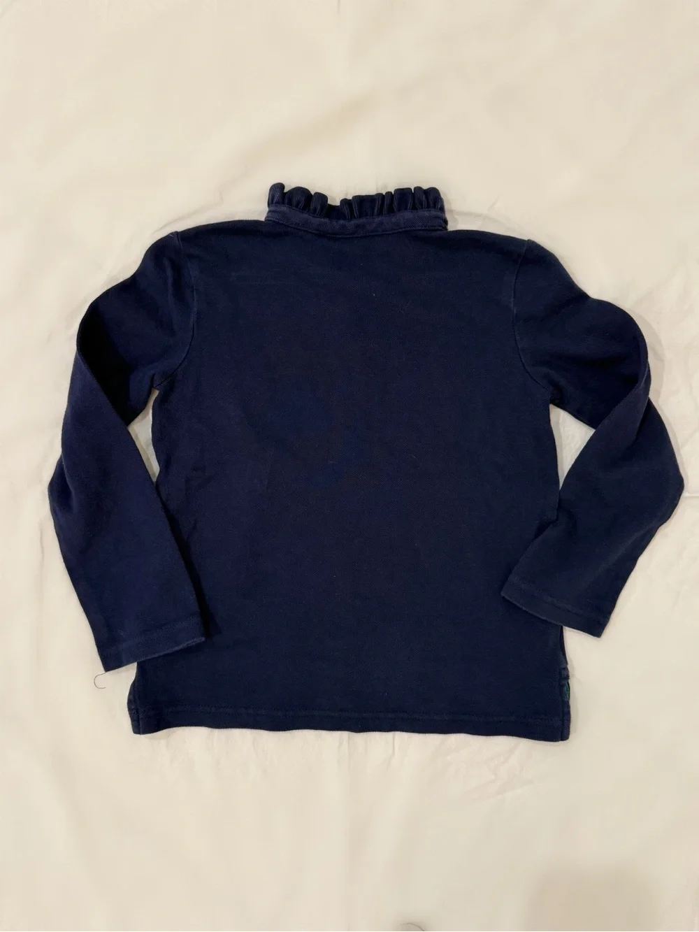 Ralph Lauren Girls Ruffle Collar Pique Polo Navy Sz 5